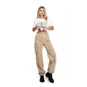 NEW Love Tree Parachute Cargo Pants, Size Large, Tan